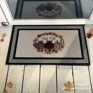 Handmade “Hay Fall” Doormat – 18x30 Fall Pumpkin Front Porch Decor